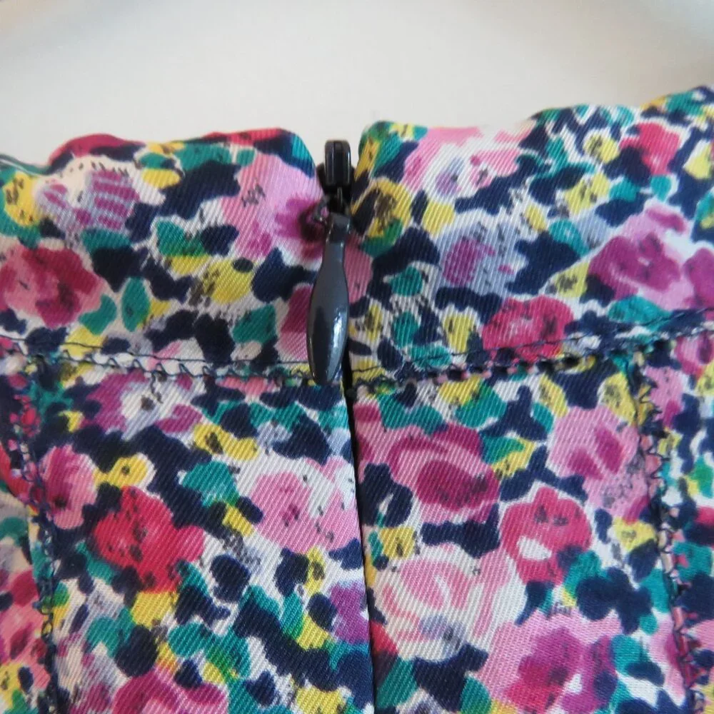 DRAWER JAPAN 100% Silk Ditsy Floral Pink Purple Shift Dress - Size 38 / Medium - Picture 12 of 16